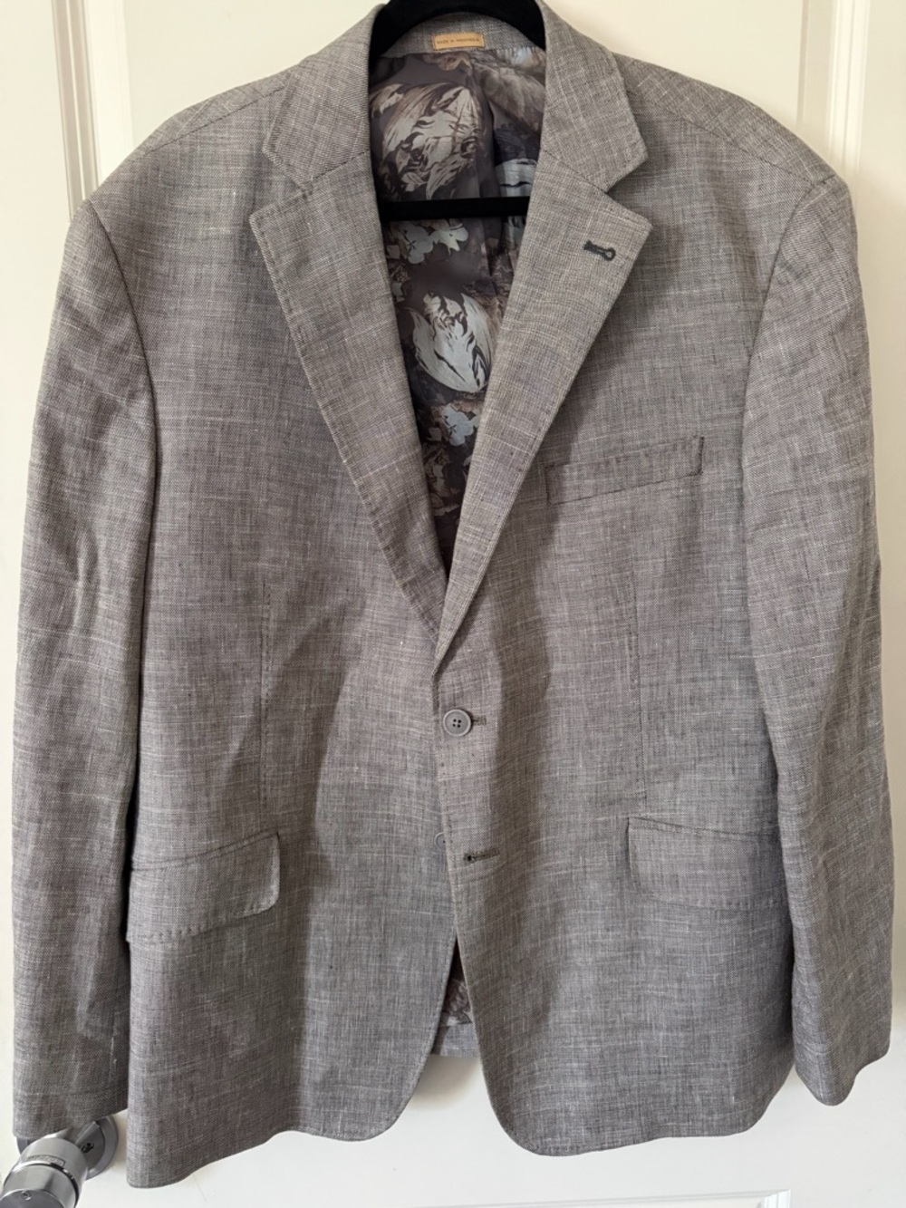 Men's Gray Textured Blazer - Stylish Lightweight Suit Jacket 46/S Joseph abboud